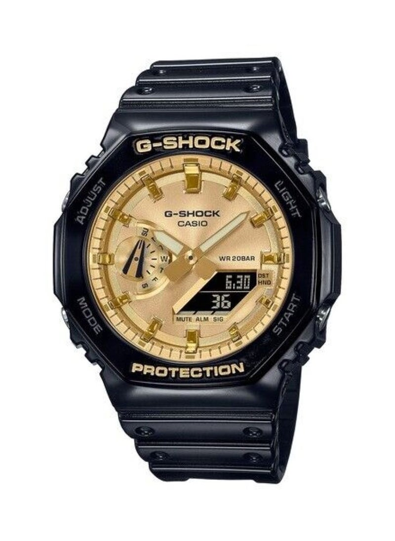 G-SHOCK Carbon Core Guard Glossy Black Gold Unisex Watch GA-2100GB-1A  - Image 1