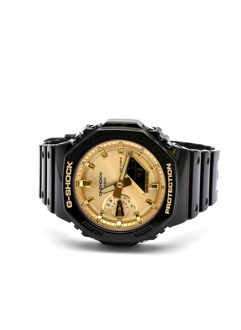 G-SHOCK Carbon Core Guard Glossy Black Gold Unisex Watch GA-2100GB-1A  - Image 4