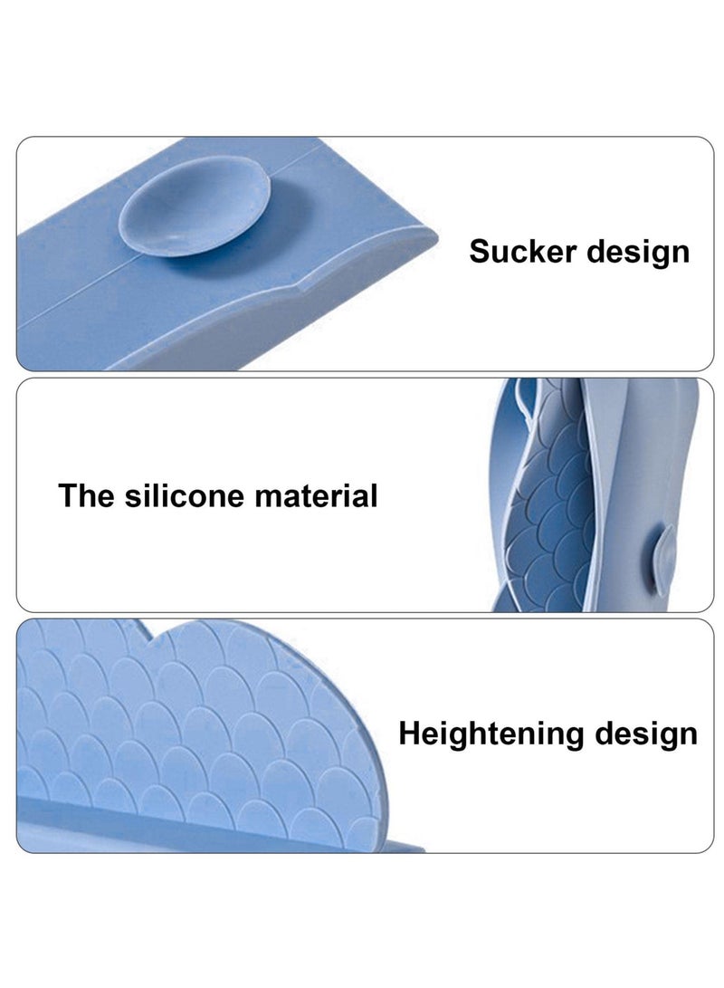 SYOSI Silicone Sink Splash Guard, Water Splatter Protector for Kitchen and Bathroom Sinks, Non-Slip Suction Cup Base, Faucet Backsplash Guard, Dishwasher Safe, Blue - Image 3