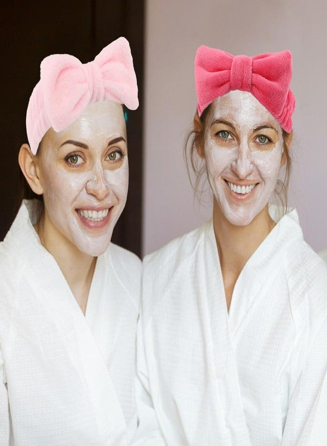 AOPRIE SPA Headbands for Washing Face Makeup Headbands with Bow Hair Band Women Facial Head Band Laurel Wrist Towel Wraps For Shower Face Mask Red Pink, 12 Pack - Image 5