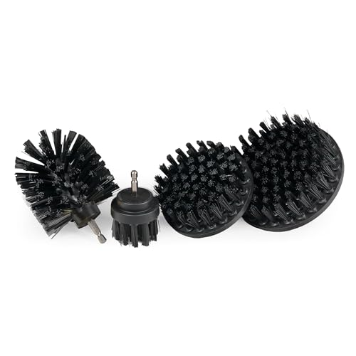 TUQO SB20B Drill Brush Attachment Set - Power Scrubber Brush Cleaning Kit - for Industrial Use,Grill, Paint Removal, Furnace, Oven and More | Hard Bristle| Hex Shank Fits Most Drills | Black - Image 1