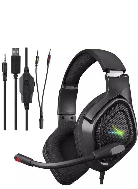 ALGH9604 Gaming Headset - Mesh Earcups - Noise Cancelling Microphone - Inline Volume Control - Breaded Cable