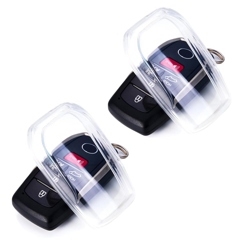 Flensent for Toyota Key Fob Cover Clear 2 Pack Soft TPU Key Fob Protector Case Compatible with Toyota 20192024 Venza RAV4 Prime Land Cruiser Fortuner Grand Highlander Corolla Cross Hilu