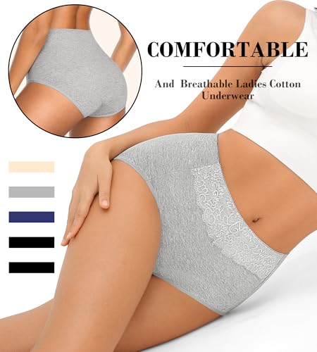 MISSWHO Cotton Underwear 5 Pack Underpants High Waisted Panties for Women Postpartum Essentials C Section Ladies Briefs Plus Size Medium - Image 2