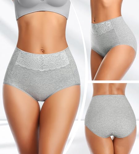MISSWHO Cotton Underwear 5 Pack Underpants High Waisted Panties for Women Postpartum Essentials C Section Ladies Briefs Plus Size Medium - Image 3