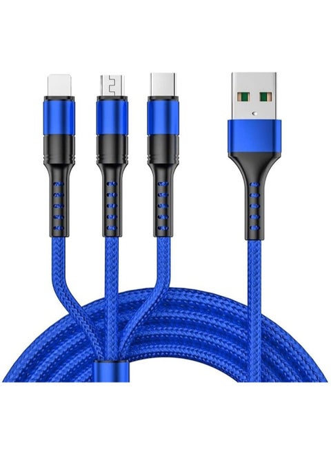 3 in 1 CE Certified, Lighting/Type C/Micro Multi 5A Fast Charging Cable for iPhone Port 3A /Huawei/Oppo Vooc/Xiaomi/Honor