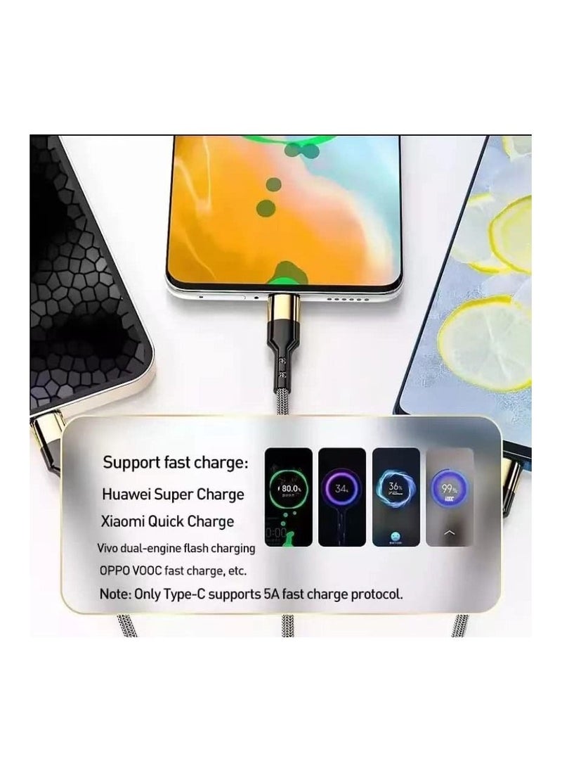 Generic - 3 in 1 CE Certified, Lighting/Type C/Micro Multi 5A Fast Charging Cable for iPhone Port 3A /Huawei/Oppo Vooc/Xiaomi/Honor - Image 1