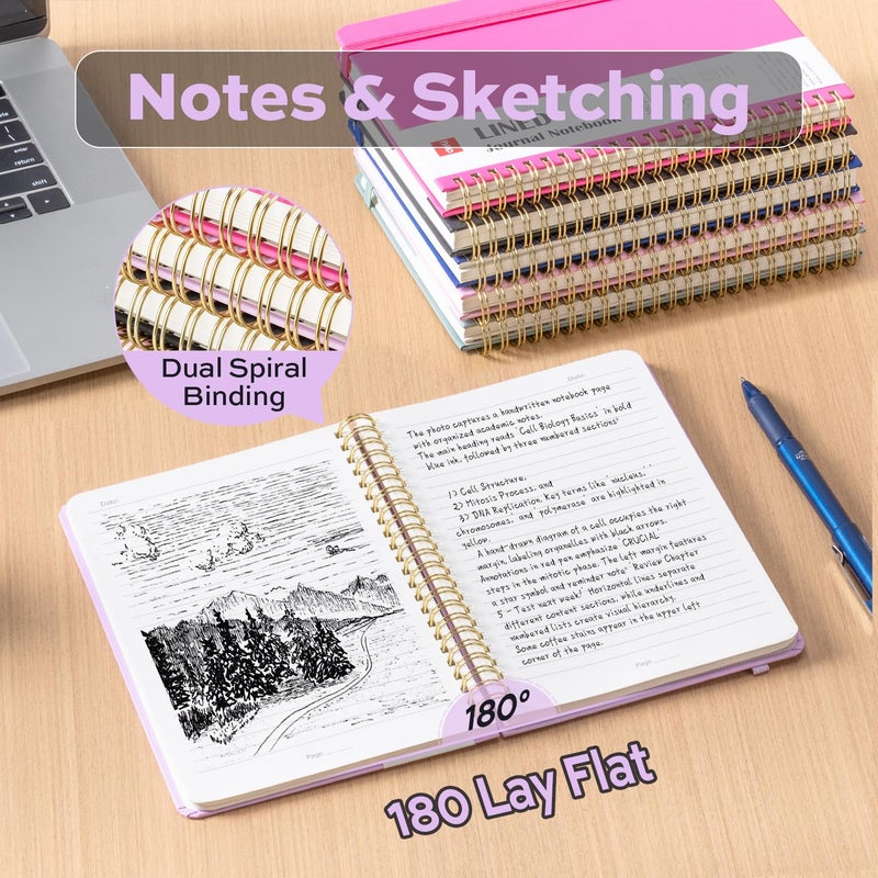 deli Lined Spiral Journal Notebook, 160 Pages, A5 (5.5"x8") Hardcover Writing Notebook, College Ruled Spiral Bound Journal for Women & Men - Perfect for Work, School, Office & Note Taking - Purple - Image 2