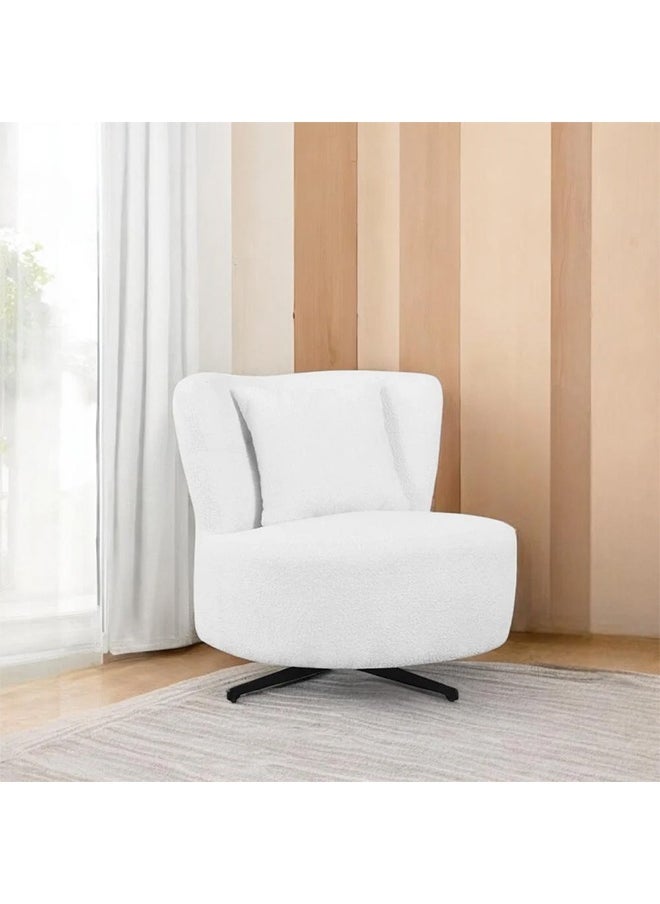 NZONE STORE Swivel Boucle Chair Oversized Lazy chair with 360-Degree Base for Living Room White  - Image 2