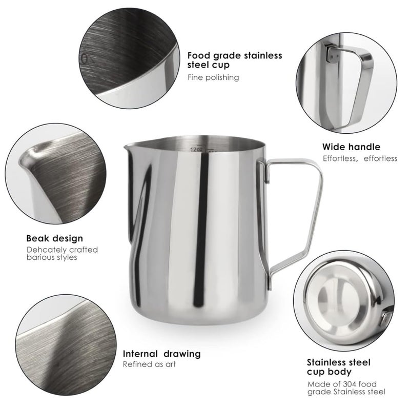BEAN BLISS Bean Bliss Stainless Steel Milk Frothing Pitcher 600ml 20Oz Pitcher with Pour Spout Sturdy Handle Perfect for Latte Art Cappuccino Frothing Milk Premium BaristaGrade Frothing Jug - Image 4