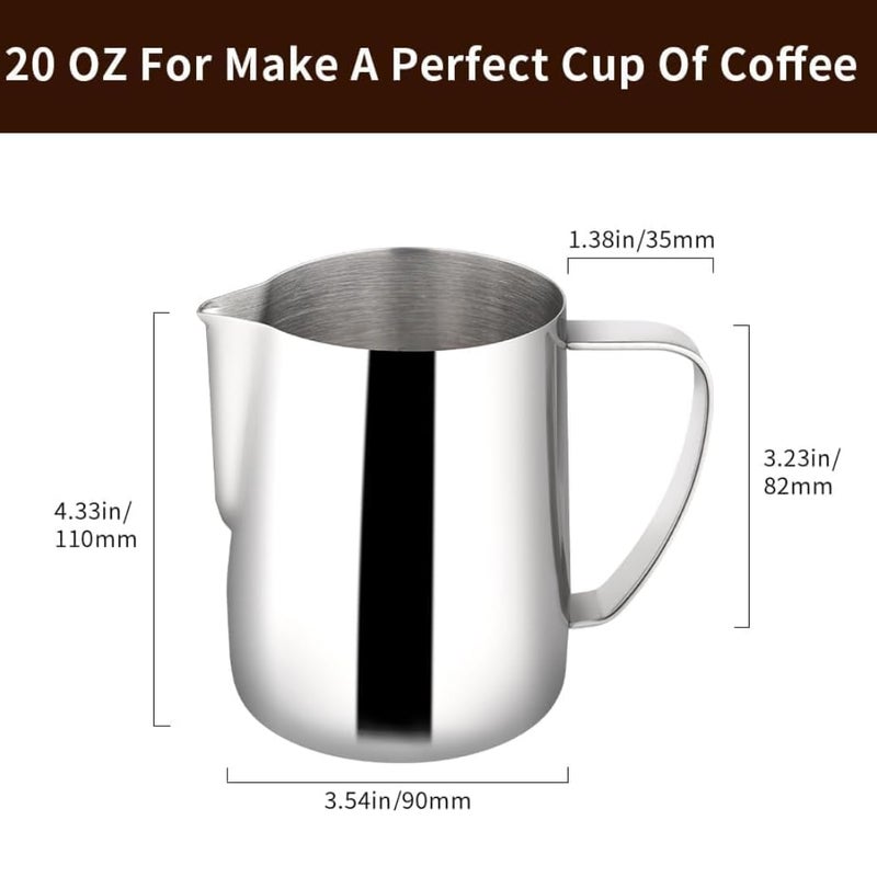 BEAN BLISS Bean Bliss Stainless Steel Milk Frothing Pitcher 600ml 20Oz Pitcher with Pour Spout Sturdy Handle Perfect for Latte Art Cappuccino Frothing Milk Premium BaristaGrade Frothing Jug - Image 5