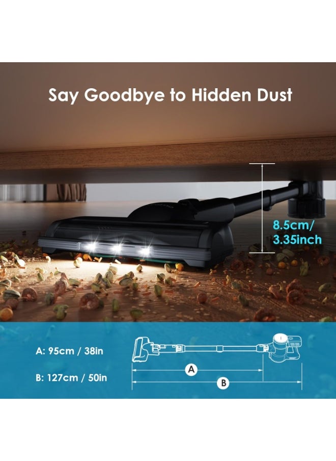 Oraimo Cordless Vacuum Cleaner 6 in 1, Upgraded 270W 24Kpa Brushless Motor, 45 Mins UL Listed Detachable Battery, 3 Power Suction, LED Display, Anti-Tangle Stick Hoover for Pet Hair Hard Floor Carpet