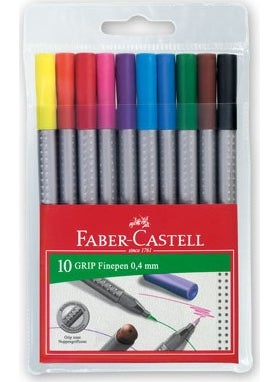 FABER-CASTELL - Grip Finepen Felt Tip 0.4mm 10 Pieces Cardboard Box - Image 1