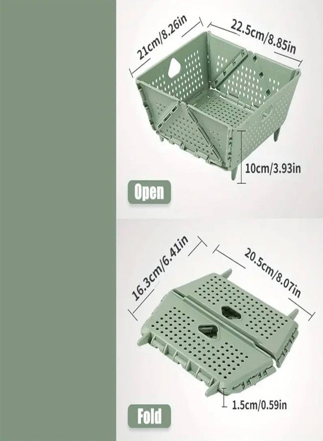 SOLDTRUE Collapsible Strainers and Colanders for Kitchen, Foldable Food Strainers with Handle, Plastic Drain Basket for Pasta, Fruit, Vegetables (Green) - Image 3