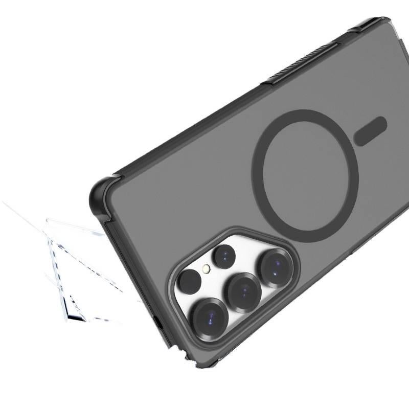 غطاء MagSafe بملمس باللون برتقالي مضاد للانزلاق مغناطيسي جلد لـ Samsung Galaxy S24 مع حماية من السقوط بوسادة هوائية ومغناطيس قوي مع مقاوم للصدمات مع قبضة مضادة للانزلاق - Image 2