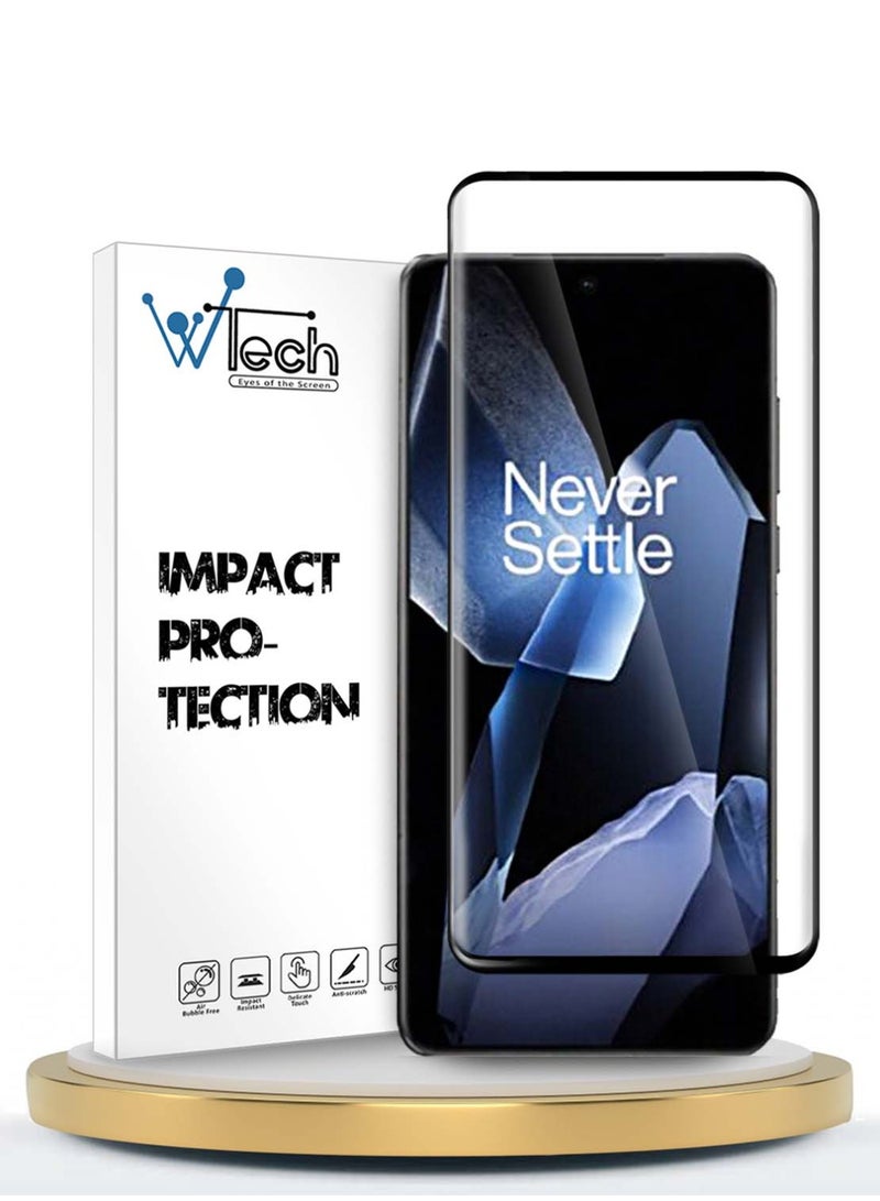 Wtech OnePlus 13 5G 2024 Premium Edge-Pro Series Full Glue Full Cover Tempered Glass Screen Protector - Clear/Black - Image 1