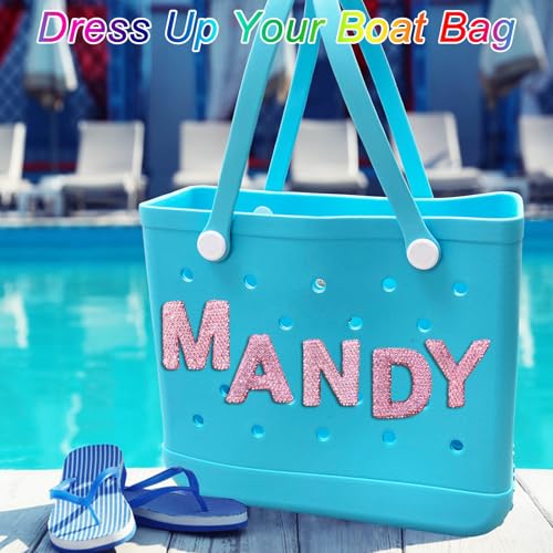 HLUWA Diamond Letter Charms for Bogg Bag, Alphabet Sparkling Purple Rhinestones Lettering Accessories Charms for Simply Southern Bag, Insert Letters Charm for Handbag Beach Tote. (S) - Image 4