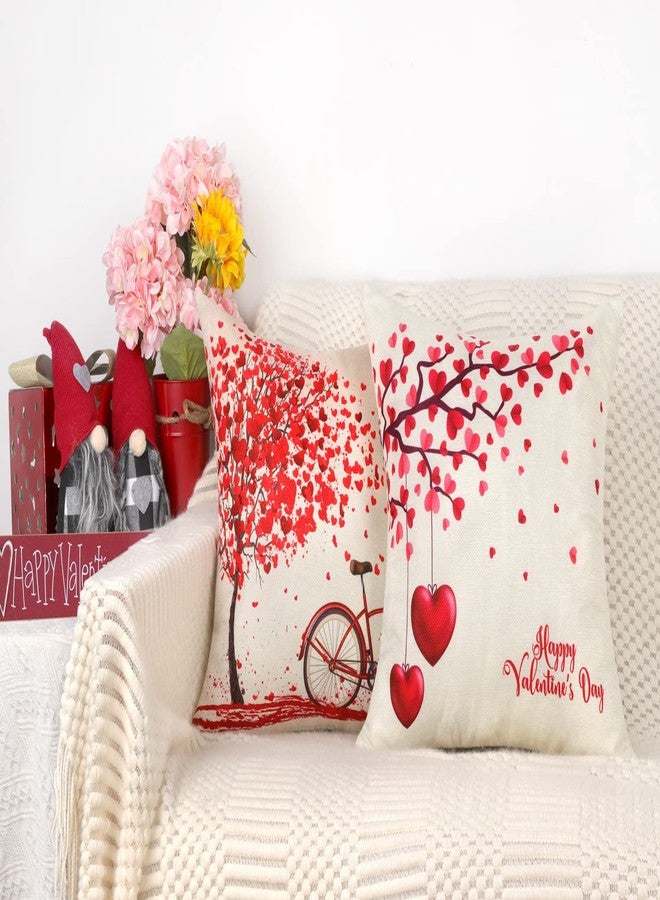 4TH Emotion Valentines Day Throw Pillow Covers 18x18 Set of 4 Red Love Heart Home Decorations Cushion Case for Sofa Couch Polyester Linen - Image 4