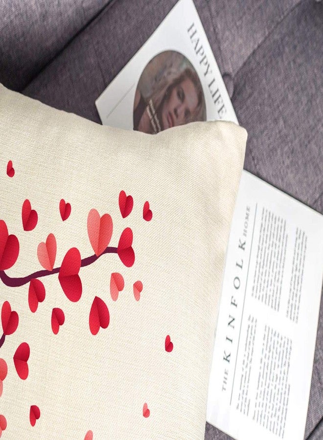 4TH Emotion Valentines Day Throw Pillow Covers 18x18 Set of 4 Red Love Heart Home Decorations Cushion Case for Sofa Couch Polyester Linen - Image 2