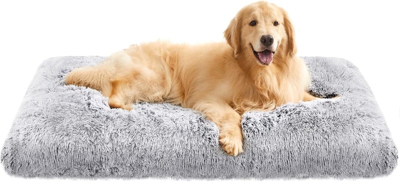 Dog Bed, Dog Cushion, Fluffy Dog Mat, Long Plush, 122 x 74 cm, Soft Padding, Washable, Multifunctional, Ombre Grey PGW204G01 - Image 1