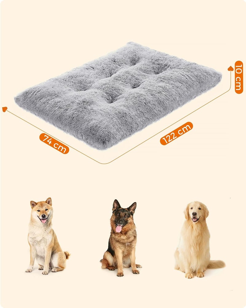 Dog Bed, Dog Cushion, Fluffy Dog Mat, Long Plush, 122 x 74 cm, Soft Padding, Washable, Multifunctional, Ombre Grey PGW204G01 - Image 5