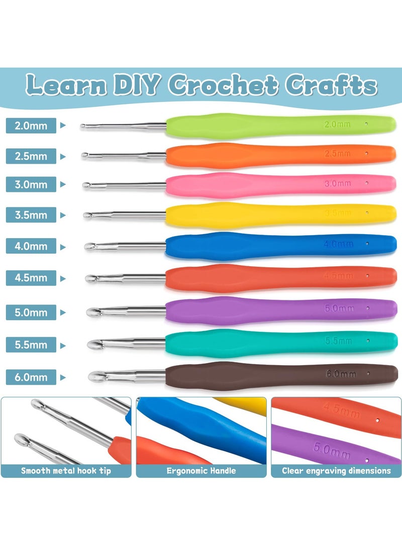 Fasola Crochet Kit 59Pcs for Beginners Adults, Knitting Kit Crochet Starter Kit with 5 Yarn Balls, Canvas Tote Bag, Crochet Hooks 2-6mm, Crochet Hook Set, DIY Knitting Tool Accessories for Mothers - Image 2