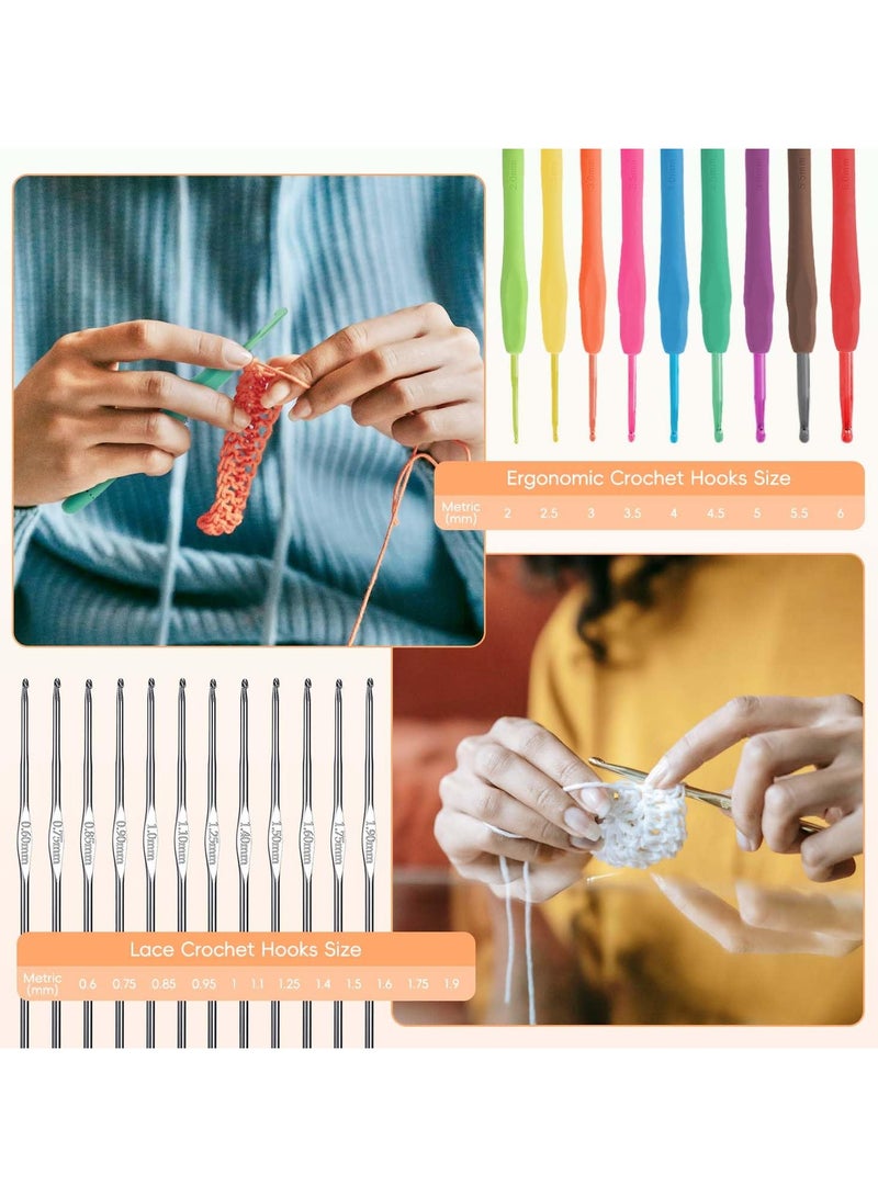 Fasola Crochet Kit 59Pcs for Beginners Adults, Knitting Kit Crochet Starter Kit with 5 Yarn Balls, Canvas Tote Bag, Crochet Hooks 2-6mm, Crochet Hook Set, DIY Knitting Tool Accessories for Mothers - Image 3