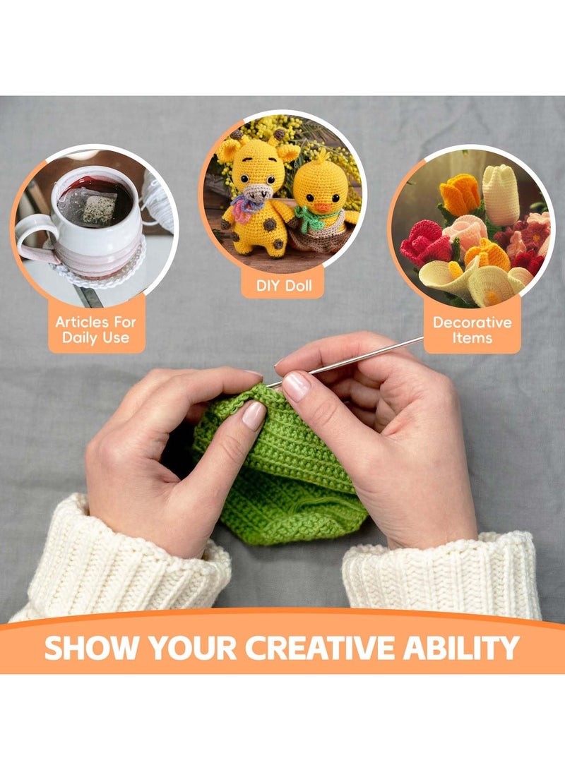 Fasola Crochet Kit 59Pcs for Beginners Adults, Knitting Kit Crochet Starter Kit with 5 Yarn Balls, Canvas Tote Bag, Crochet Hooks 2-6mm, Crochet Hook Set, DIY Knitting Tool Accessories for Mothers - Image 5