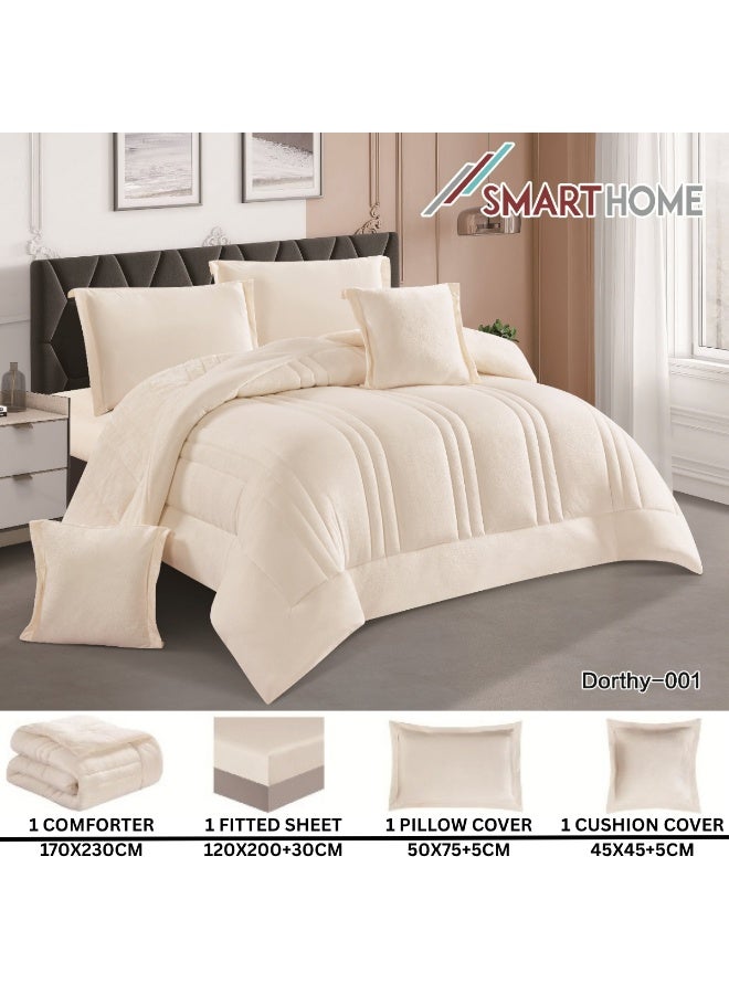 SMART HOME Double-sided winter Comforter (velvet side and fur side) - Filled bedspread - Luxury 4-piece duvet set for full double, including a filled bedspread 170x230 cm + a mattress protector 120x200+30 cm + 1 pillowcase 50x75+5 cm + 1 square pillowcase 45x45+5 cm - Soft and warm elegant hotel bedding - Image 3