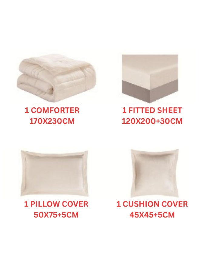 SMART HOME Double-sided winter Comforter (velvet side and fur side) - Filled bedspread - Luxury 4-piece duvet set for full double, including a filled bedspread 170x230 cm + a mattress protector 120x200+30 cm + 1 pillowcase 50x75+5 cm + 1 square pillowcase 45x45+5 cm - Soft and warm elegant hotel bedding - Image 5