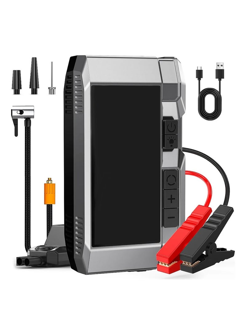 AGD Jump Starter Car Emergency Kit, Power Bank for Charging Batteries and Mobile Phones, Tire Inflator, and a Flashlight; Perfect for Trips and Travel. - Image 4