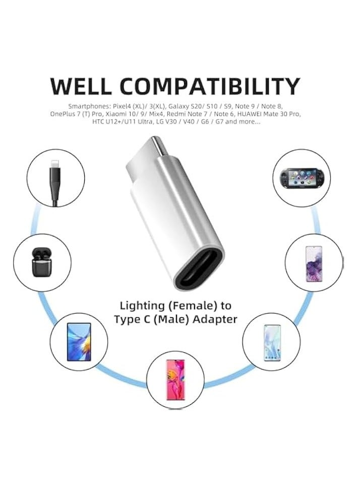 erorex Lightnin g to Type-C adapter,USB C Male to Lightnin g Female Adapter, USB Type C to Lightnin g Connector for iPhon 15/15 Plus/15 Pro/15 Pro Max,iPad Air,Galaxy,Pixel,Support Charging - Image 4