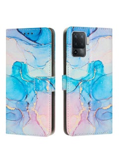 HuHa Case Cover For OPPO A94 5G/A94 4G/A95 5G/F19 Pro+ 5G/Reno5 Z 5G/F19 Pro 4G/Reno5 F 4G/Reno5 Lite Painted Marble Pattern Leather Phone Case Pink Green 