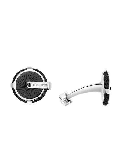 بوليس Techie Cufflinks For Men Stainless Steel with Black Cable