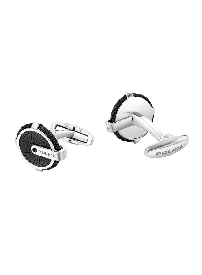 بوليس Techie Cufflinks For Men Stainless Steel with Black Cable