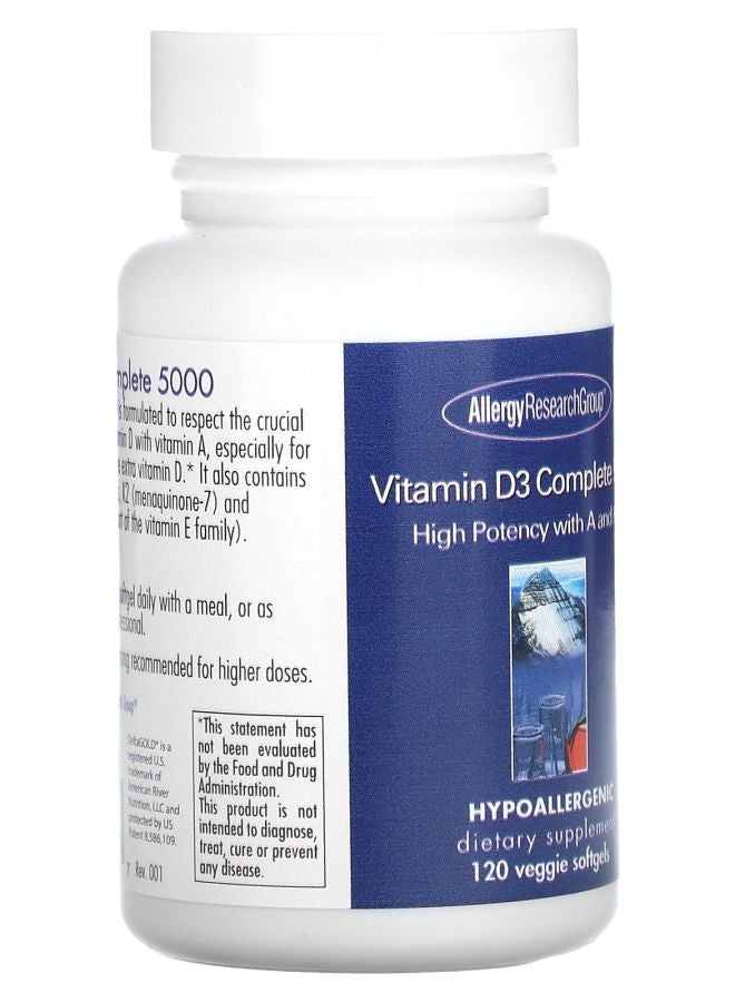 Allergy Research Group Vitamin D3 Complete 5000 120 Veggie Softgels - Image 2