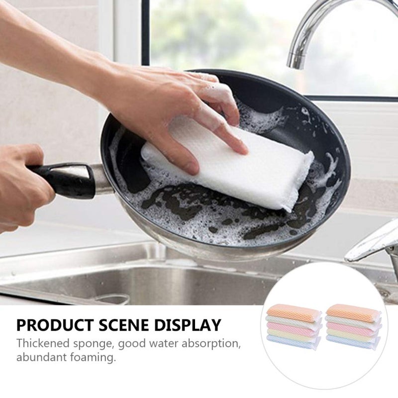 Double Sided Cleaning Sponge Scrubber Pads 10pcs for Kitchen Bathroom Dishes - Image 5