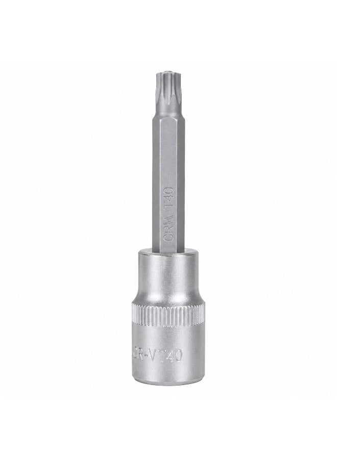 1/2 Inch Drive T40 Torx Bit Socket, 4 Inch Long CR-V Metal Star Bit Socket Tool For Car Repair, Workshop, Garage & DIY Maintenance - Image 1