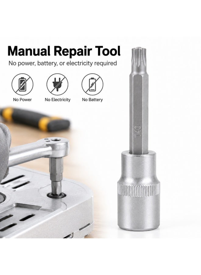 1/2 Inch Drive T40 Torx Bit Socket, 4 Inch Long CR-V Metal Star Bit Socket Tool For Car Repair, Workshop, Garage & DIY Maintenance - Image 3