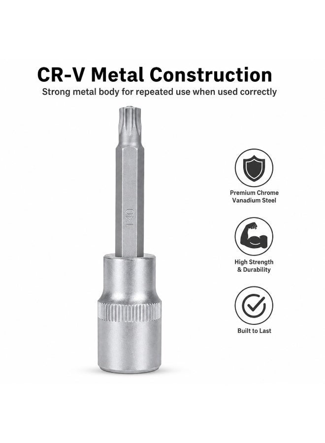 1/2 Inch Drive T40 Torx Bit Socket, 4 Inch Long CR-V Metal Star Bit Socket Tool For Car Repair, Workshop, Garage & DIY Maintenance - Image 4