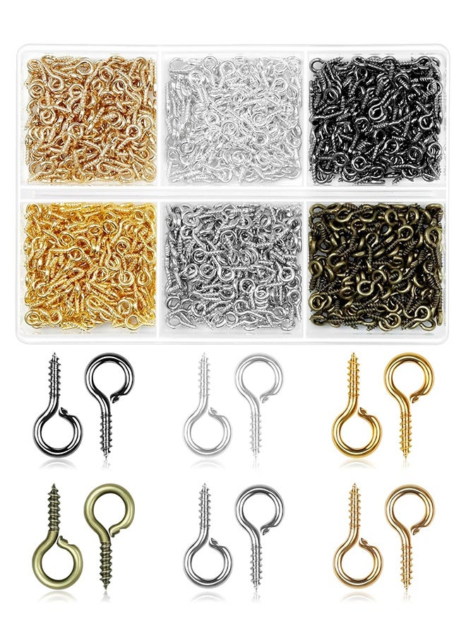 Wffo 600PCS Small Eye Screws for Jewelry Making, 8mm Tiny Eye Hook Pins in Crafts, Mini Eyelet Screw Pin Hooks for Ornaments, Keychains DIY Craft Projects, 6 Colors - Image 1