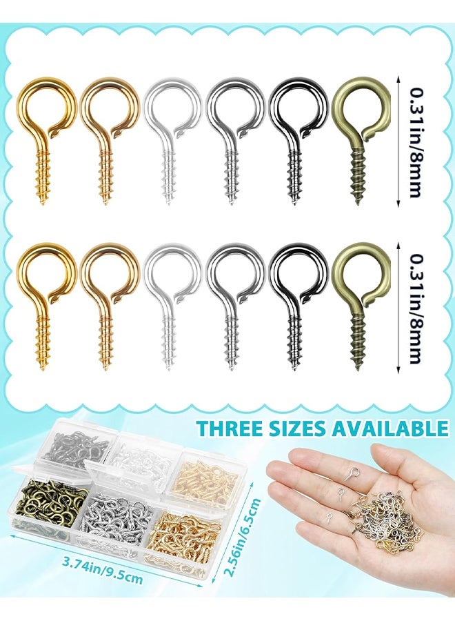 Wffo 600PCS Small Eye Screws for Jewelry Making, 8mm Tiny Eye Hook Pins in Crafts, Mini Eyelet Screw Pin Hooks for Ornaments, Keychains DIY Craft Projects, 6 Colors - Image 2