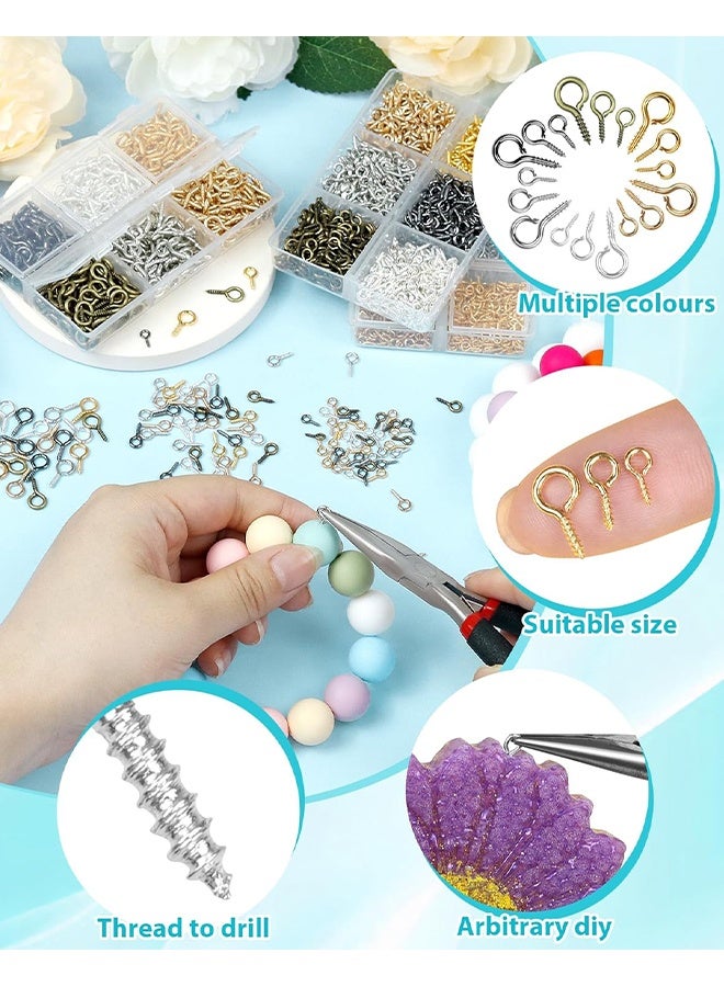 Wffo 600PCS Small Eye Screws for Jewelry Making, 8mm Tiny Eye Hook Pins in Crafts, Mini Eyelet Screw Pin Hooks for Ornaments, Keychains DIY Craft Projects, 6 Colors - Image 4