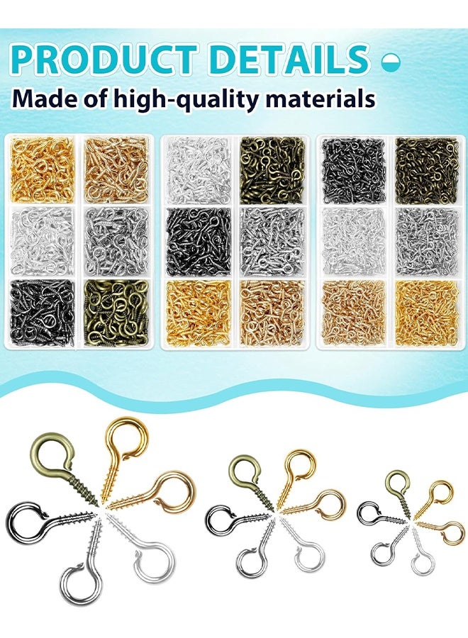 Wffo 600PCS Small Eye Screws for Jewelry Making, 8mm Tiny Eye Hook Pins in Crafts, Mini Eyelet Screw Pin Hooks for Ornaments, Keychains DIY Craft Projects, 6 Colors - Image 3