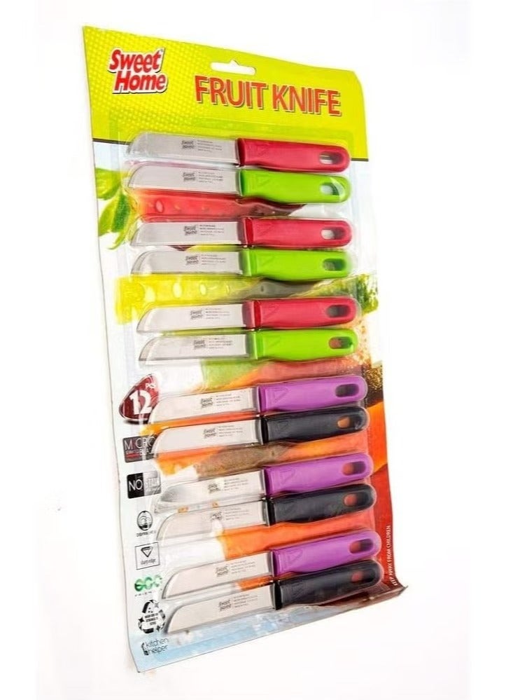 سويت هوم طقم سكاكين مكون من 12 قطعة مع حافة شفرة حادة للغاية للتقطيع الدقيق، مثالي للخضراوات والفواكه واللحوم الخالية من العظم، غير لاصق ولا يسبب الخدش، أفضل هدية للمطبخ لمحبي الطبخ والطهاة - Image 5