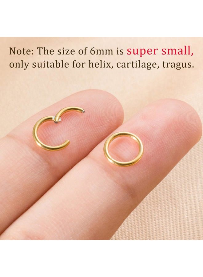 DAILI Small Gold Hoop Earrings, Lightweight 14K Gold Plated Huggie Hoop Earrings for Cartilage Helix Tragus, Hypoallergenic Earrings for Women Men, Tiny Thin Hoops Surgical Steel Endless Hoop Earrings - Image 3