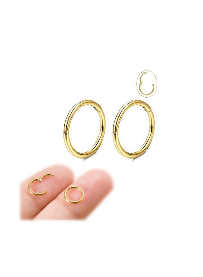 DAILI Small Gold Hoop Earrings, Lightweight 14K Gold Plated Huggie Hoop Earrings for Cartilage Helix Tragus, Hypoallergenic Earrings for Women Men, Tiny Thin Hoops Surgical Steel Endless Hoop Earrings - Image 1