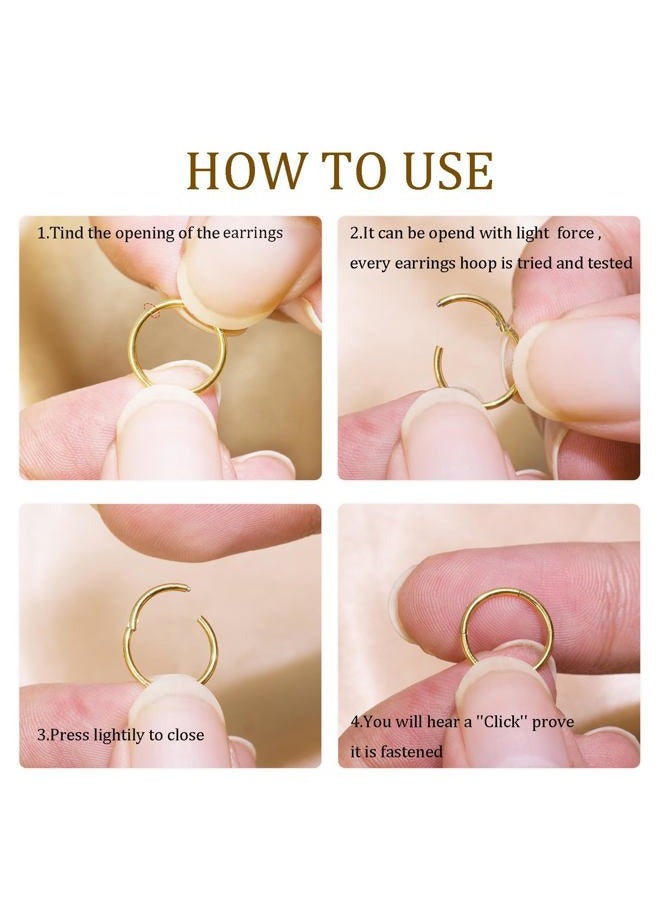 DAILI Small Gold Hoop Earrings, Lightweight 14K Gold Plated Huggie Hoop Earrings for Cartilage Helix Tragus, Hypoallergenic Earrings for Women Men, Tiny Thin Hoops Surgical Steel Endless Hoop Earrings - Image 5