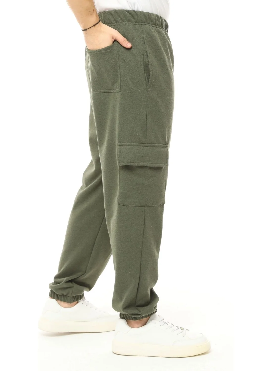 Defy'S Men's Cargo Pocket Jogger Sweatpants Khaki