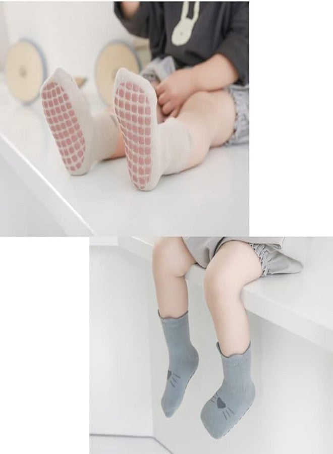 NYCTAN Cute Animal Face Non-Slip Grip Socks for Toddler Kids Boys Girls Warm Cozy Soft Cotton Winter Indoor Socks with Rubber Pads Non Skid Aged 1-3 Years (Cat) (RABBIT) - Image 2